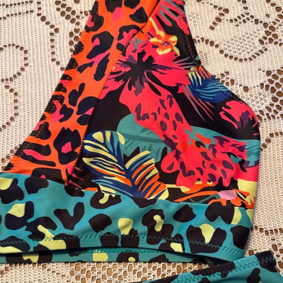 SHEIN Multicolor Tropical Leopard high waisted bikini size XXL - Picture 2 of 7